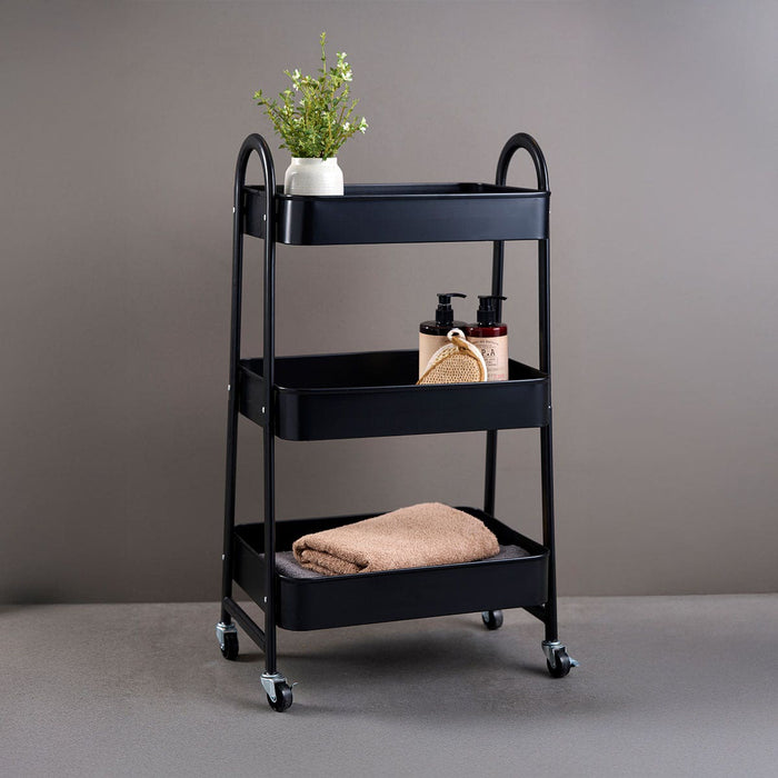 Lisomme Tirza metalen keukentrolley zwart - met wielen