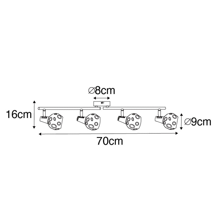 QAZQA Art Deco plafondlamp goud met smoke glas 4-lichts - Vidro