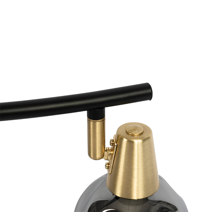 QAZQA Art Deco plafondlamp goud met smoke glas 4-lichts - Vidro