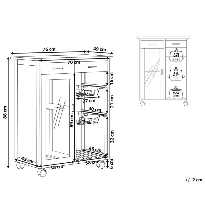 Beliani - BOVES - Keukentrolley - Zwart - MDF