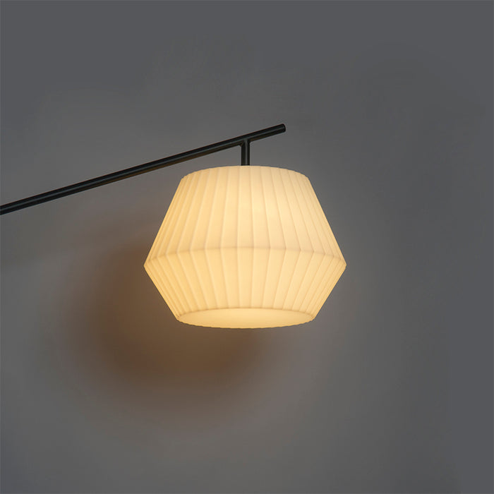 QAZQA Design buiten vloerlamp zwart met witte kap IP44 - Robbert