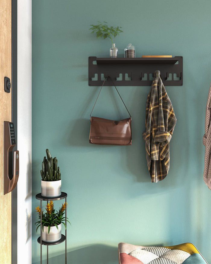 Gorillz Area Wandkapstok met Hoedenplank - Kapstok met 8 Haken - Zwart