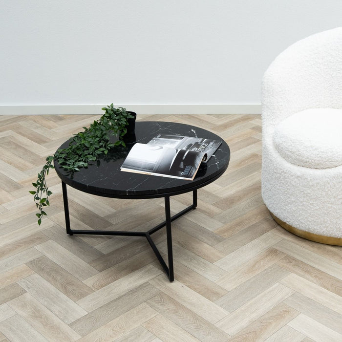 KICK SALONTAFEL MARBLE ROND 70X70 CM - ZWART