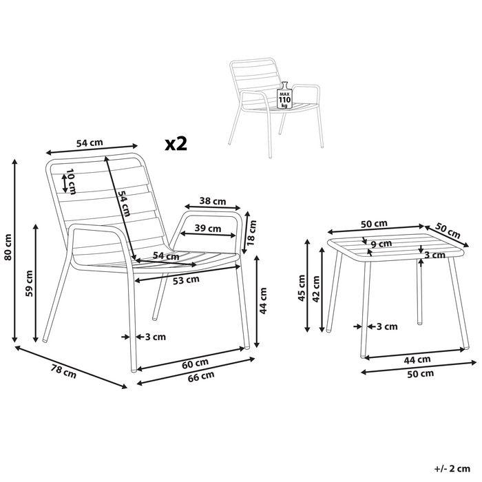 Beliani DELICETO Bistroset geel