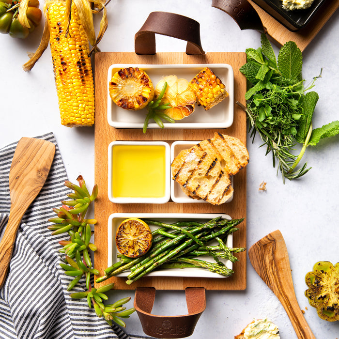 Bowls and Dishes Puur Hout Serveerplank 3-vaks 30 x 19,5 cm - Wit