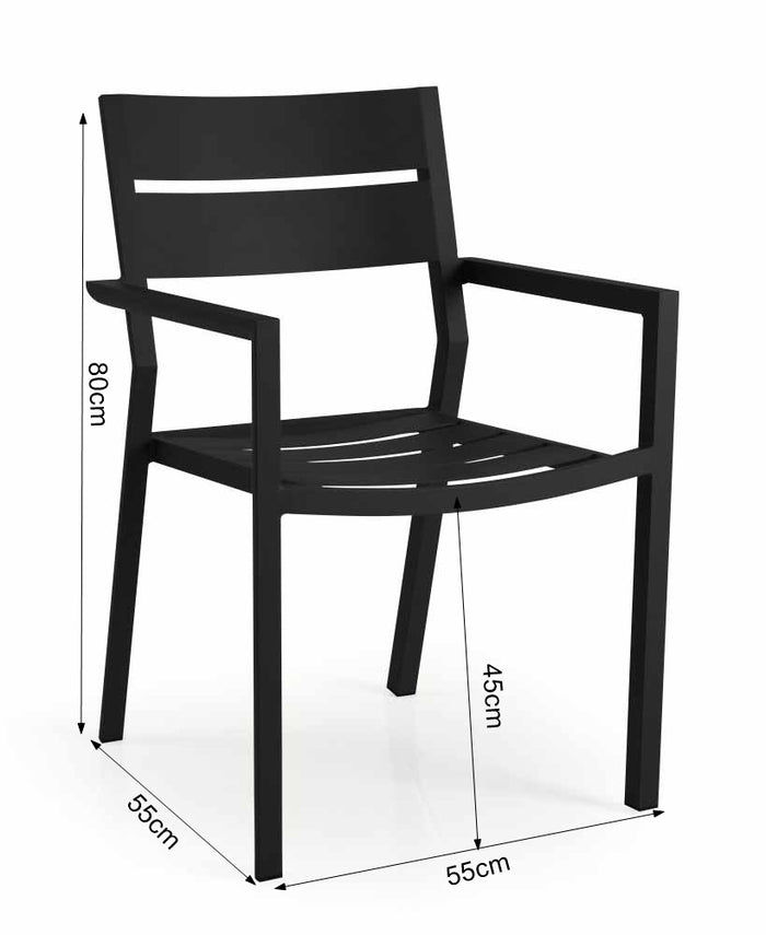 Brafab stapelbare aluminium tuinstoel Delia - Black