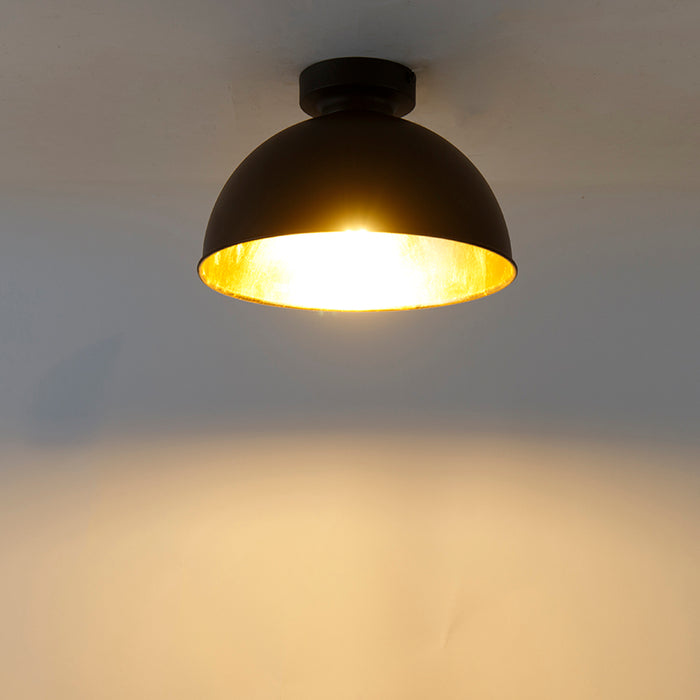QAZQA Industriële plafondlamp zwart met goud 28 cm - Magnax
