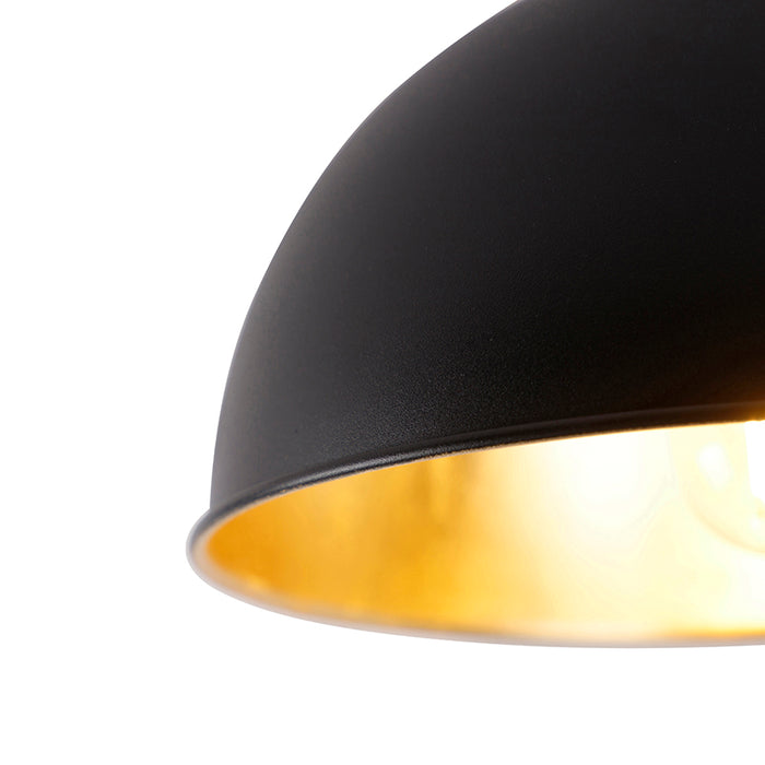 QAZQA Industriële plafondlamp zwart met goud 28 cm - Magnax