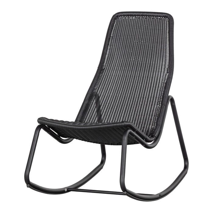 WOOOD Tom Schommelstoel Buiten - Rattan - Zwart - 97x51x95