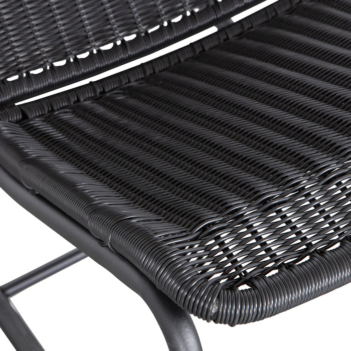 WOOOD Tom Schommelstoel Buiten - Rattan - Zwart - 97x51x95