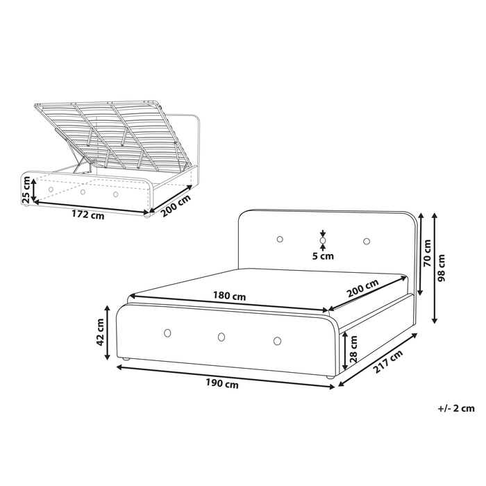 Beliani-RENNES -Bed met opbergruimte-Beige-180 x 200 cm-Polyester