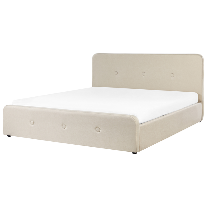 Beliani-RENNES -Bed met opbergruimte-Beige-180 x 200 cm-Polyester
