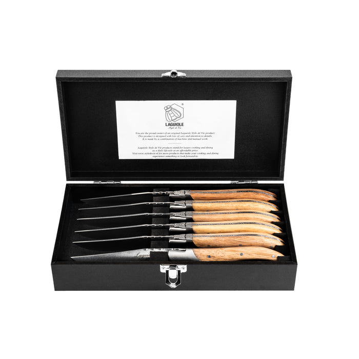 Laguiole Style de Vie Luxury Line steakmessenset 6-personen eikenhout
