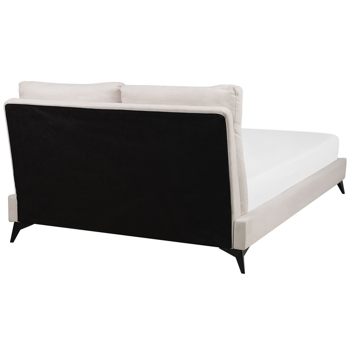 Beliani-MELLE -Tweepersoonsbed-Lichtbeige-160 x 200 cm-Chenille