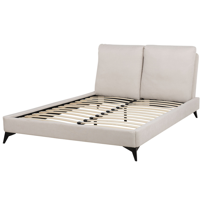 Beliani-MELLE -Tweepersoonsbed-Lichtbeige-160 x 200 cm-Chenille