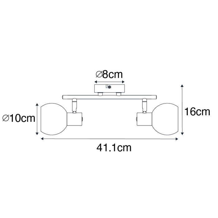 QAZQA Art Deco plafondlamp zwart met smoke glas 2-lichts - Vidro