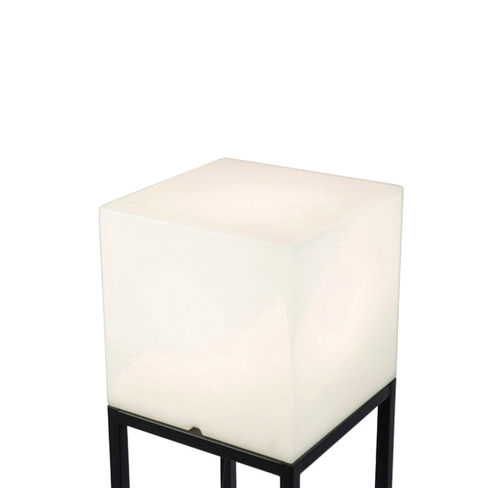 QAZQA Buiten vloerlamp zwart IP44 met witte kap vierkant - Virginia