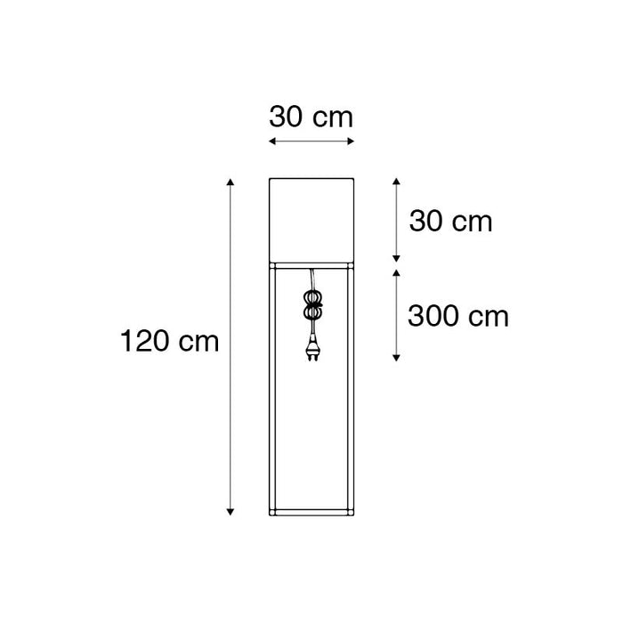 QAZQA Buiten vloerlamp zwart IP44 met witte kap vierkant - Virginia