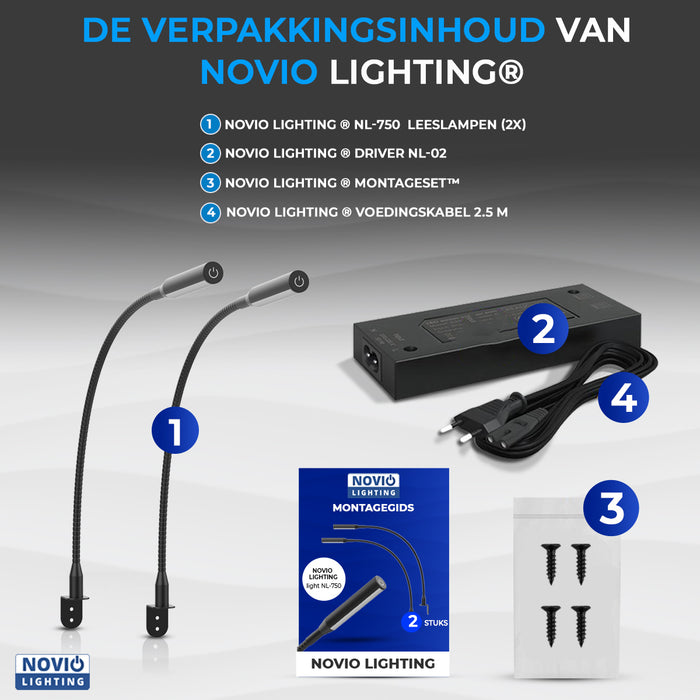 Novio Bed Leeslampjes met Dimfunctie zwart