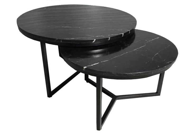 Duverger Marble - Salontafel - rond 74cm - marmer - zwart generfd -