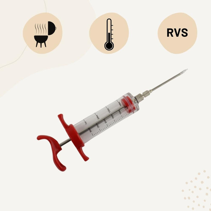 Orange85 Marinade Injectiespuit Vlees zilver 3x7x15 cm RVS BBQ acce...