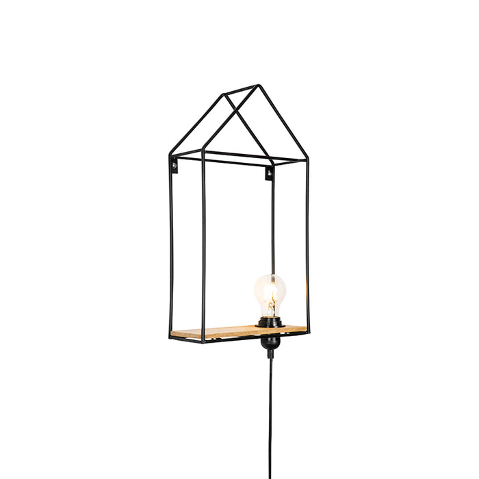 QAZQA Wandlamp hiso - Zwart - Industrieel - L 36cm