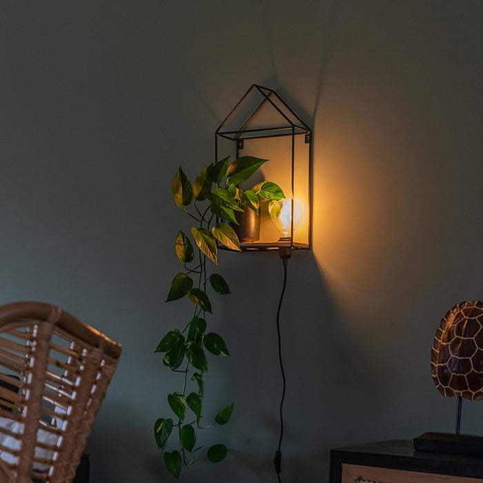 QAZQA Wandlamp hiso - Zwart - Industrieel - L 36cm