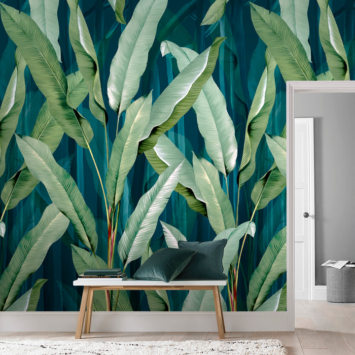 Art for the Home Fotobehang - Leaves Green - Blauw|Groen - 280x200cm