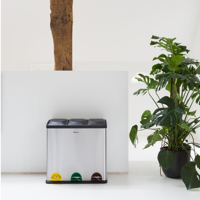 Homra STEPHS afvalscheiding prullenbak - 3 vakken - 60L - RVS
