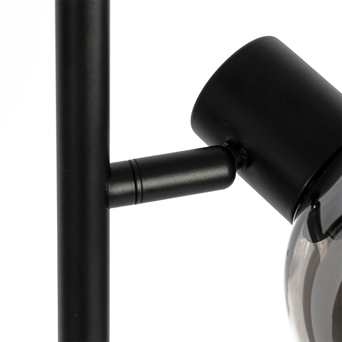 QAZQA Art Deco vloerlamp zwart 3-lichts met smoke glas - Vidro
