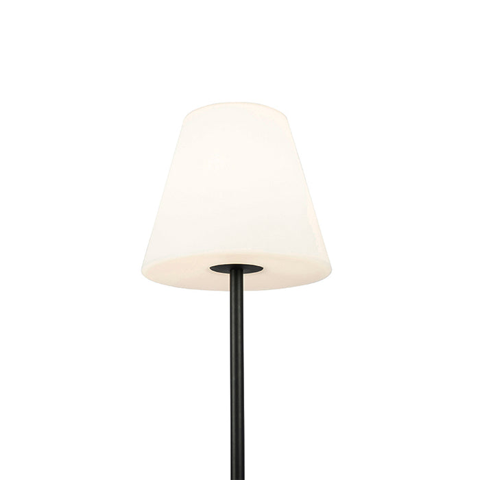 QAZQA Buiten vloerlamp zwart met witte kap 35 cm IP65 - Virginia