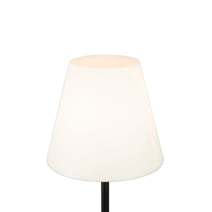 QAZQA Buiten vloerlamp zwart met witte kap 35 cm IP65 - Virginia