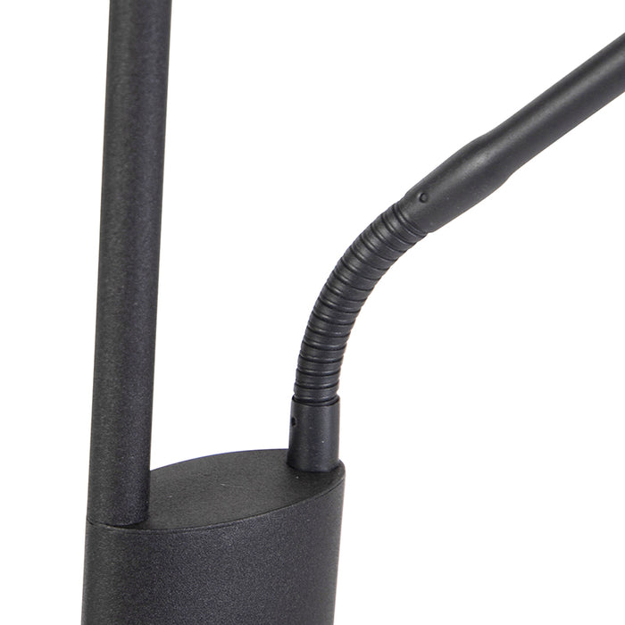 QAZQA Moderne vloerlamp zwart incl. LED en dimmer met leeslamp -
