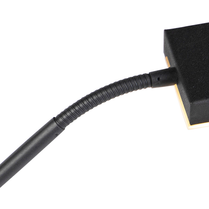 QAZQA Moderne vloerlamp zwart incl. LED en dimmer met leeslamp -