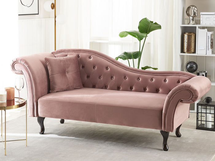 Beliani - LATTES - Chaise longue - Roze - Linkerzijde - Fluweel