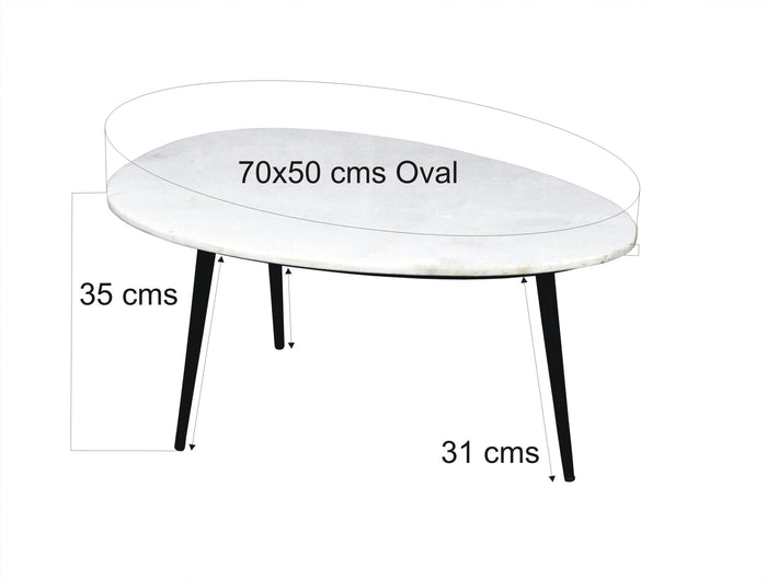 Livingfurn Salontafel Organic Marble 70cm Marmer | Gecoat Staal