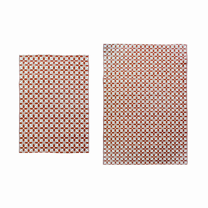 sweeek - Buiten|binnen vloerkleed, terracotta print