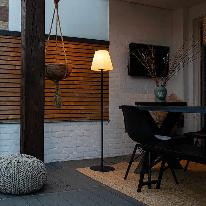 QAZQA Buiten vloerlamp zwart met witte kap IP65 25 cm - Virginia