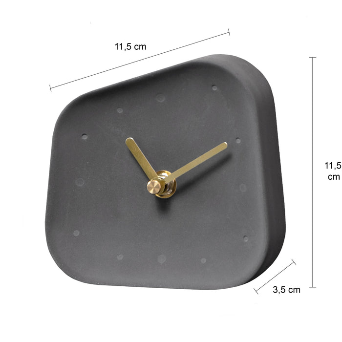 QUVIO Tafelklok beton asymmetrisch met gouden wijzers - Antraciet