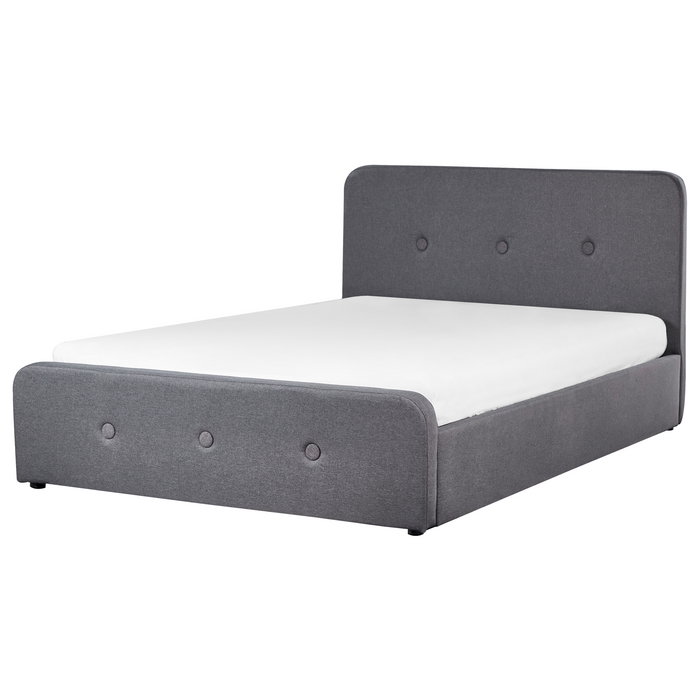 Beliani-RENNES -Bed met opbergruimte-Donkergrijs-140x200 cm-Polyester
