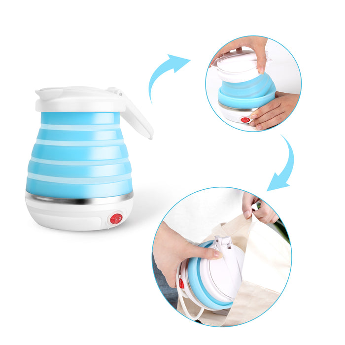 Aigostar Sapphire 30LDC - Opvouwbaar reiswaterkoker - 600 ml - Blauw