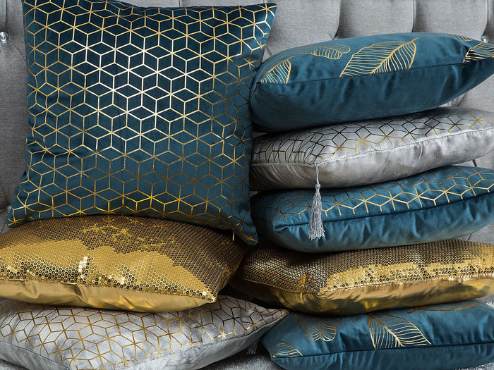 Beliani-FREESIA -Sierkussen set van 2-Blauw-45 x 45 cm-Fluweel