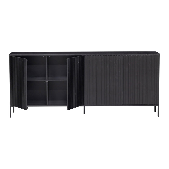 WOOOD New Gravure Dressoir B 200 cm - Grenen - Zwart