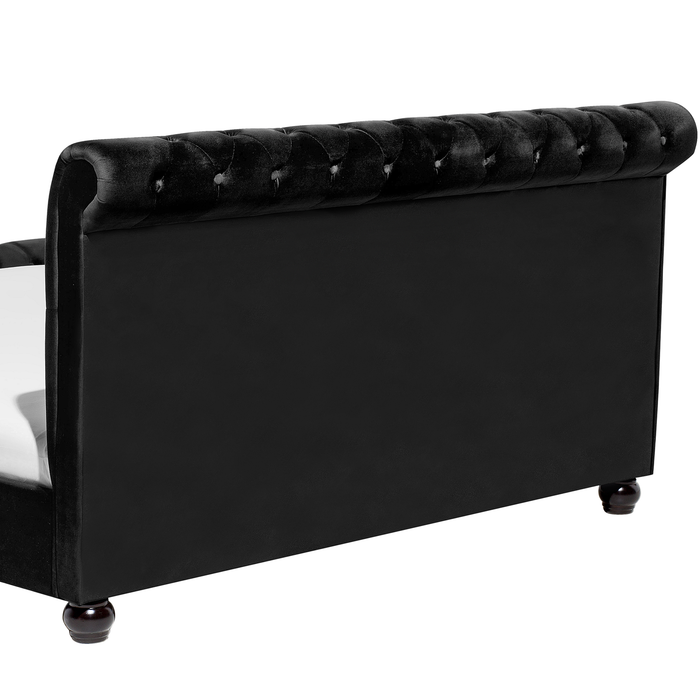 Beliani - AVALLON - Tweepersoonsbed - Zwart - 180 x 200 cm - Fluweel