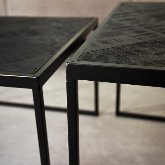 Dimehouse Industriële salontafel set van 2 Dulce zwart visgraat