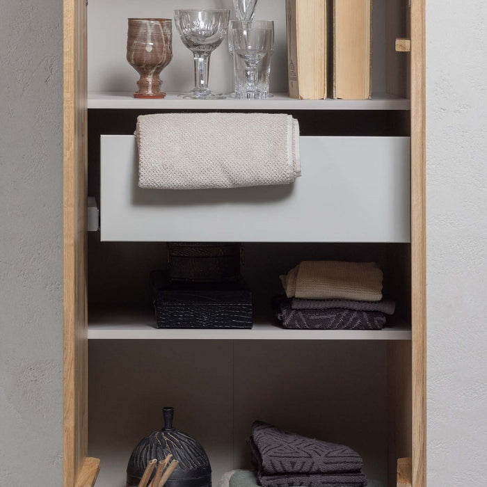 WOOOD New Gravure Hoge Opbergkast B 60 cm - Eiken - Naturel