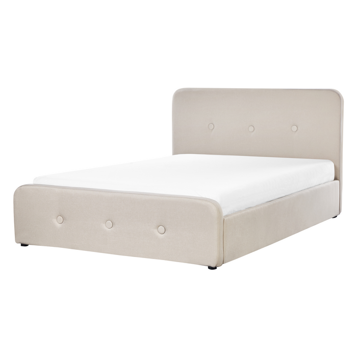 Beliani-RENNES -Bed met opbergruimte-Beige-140 x 200 cm-Polyester