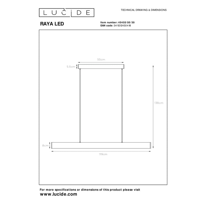 Lucide RAYA LED Hanglamp - Zwart