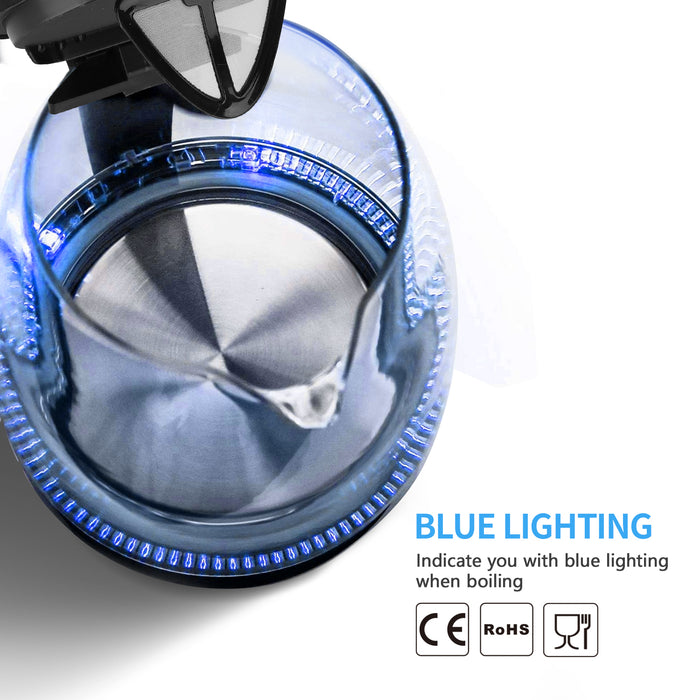 Aigostar Adam 30GOM - Glazen Waterkoker met LED - Zwart