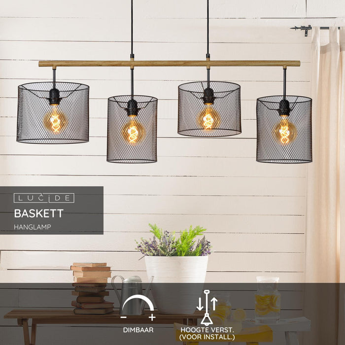 Lucide BASKETT Hanglamp - Zwart
